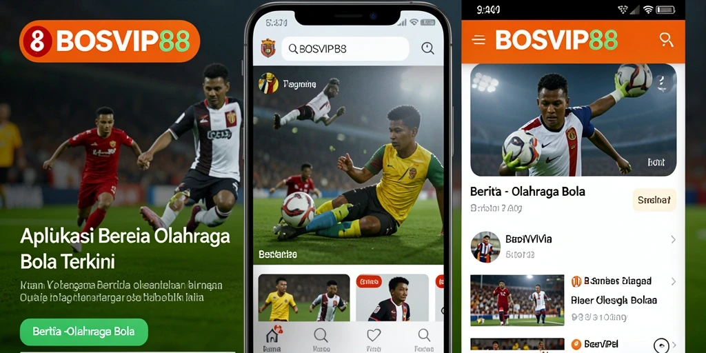 Antarmuka aplikasi BOSVIP88 menampilkan berita olahraga bola terbaru.