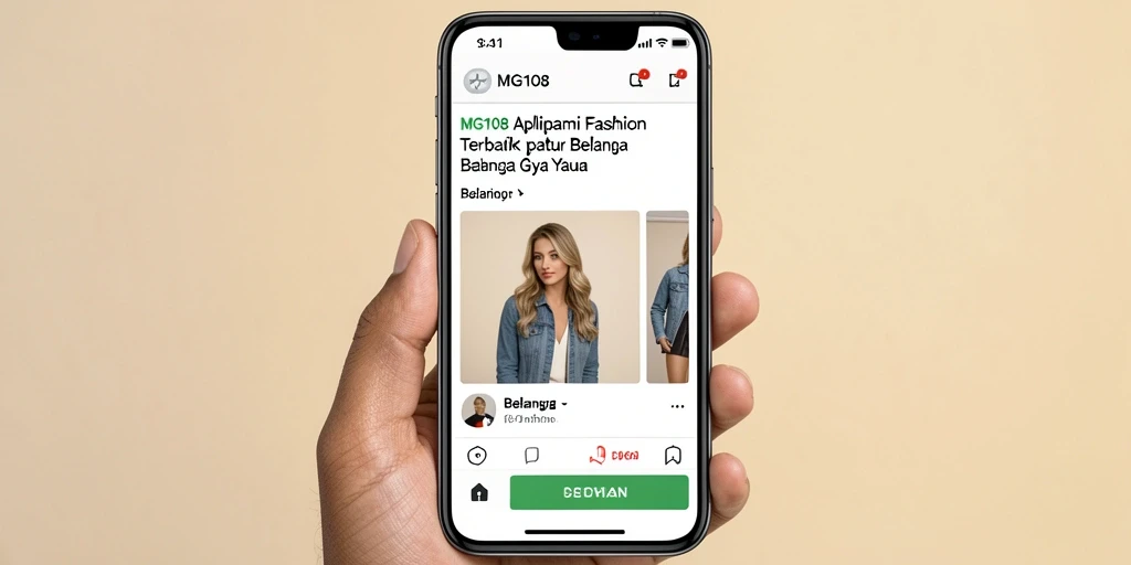 Tampilan antarmuka MG108 menampilkan berbagai produk Fashion terbaik.