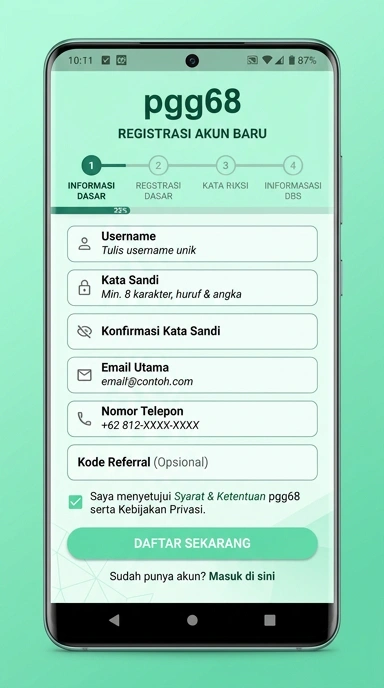 Cara Mudah Registrasi Akun pgg68 untuk Android